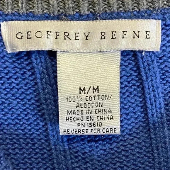 Geoffrey‎ Beene men’s blue cable knit sweater size M - Picture 7 of 7
